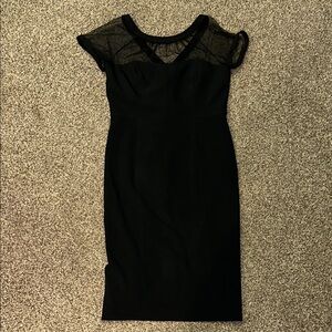 Maggy London Black Sheath Midi Dress with Flutter Cap Sleeves